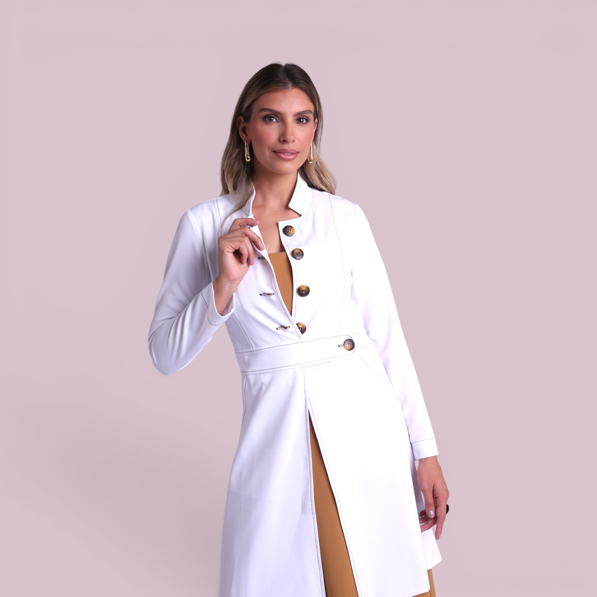 Jaleco Paola I Branco + Café