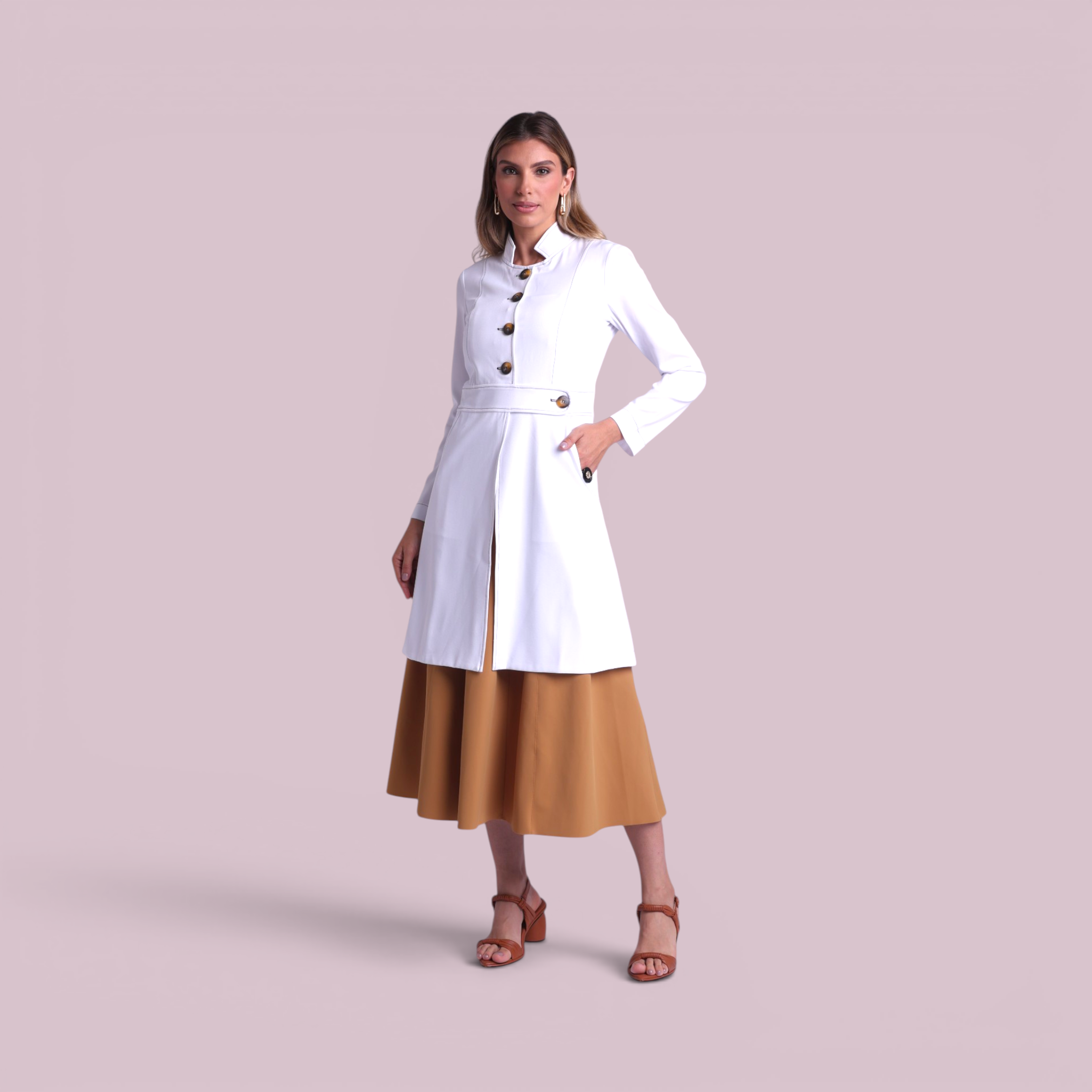 Jaleco Paola I Branco + Café