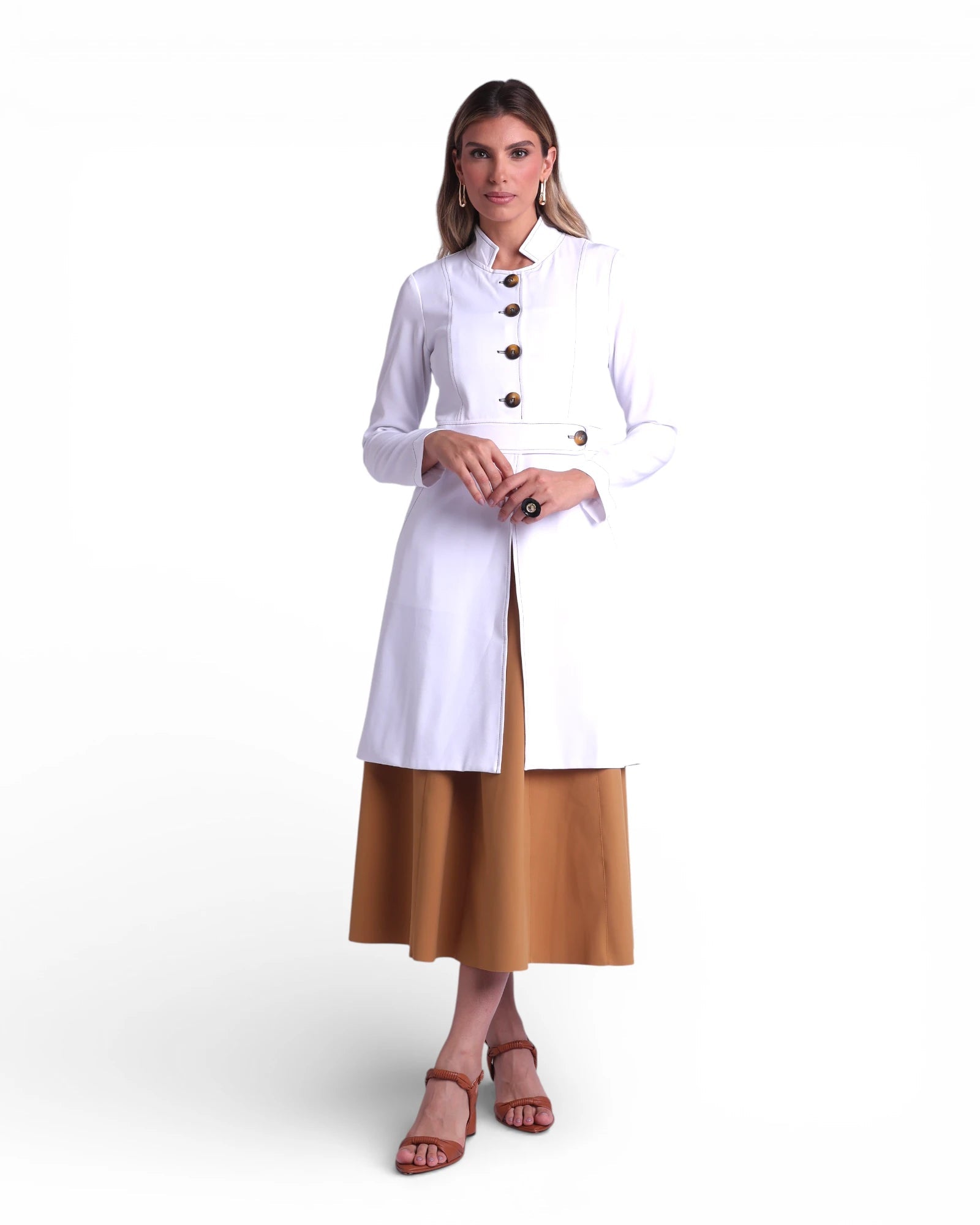 Jaleco Paola I Branco + Café - HOLI