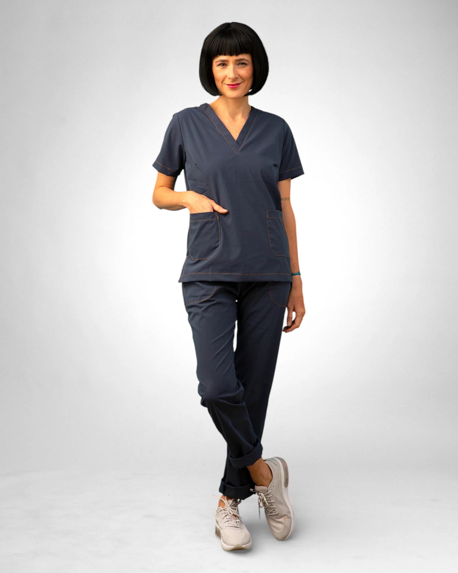 Scrub Slim I Azul Denin + Caramelo - HOLI