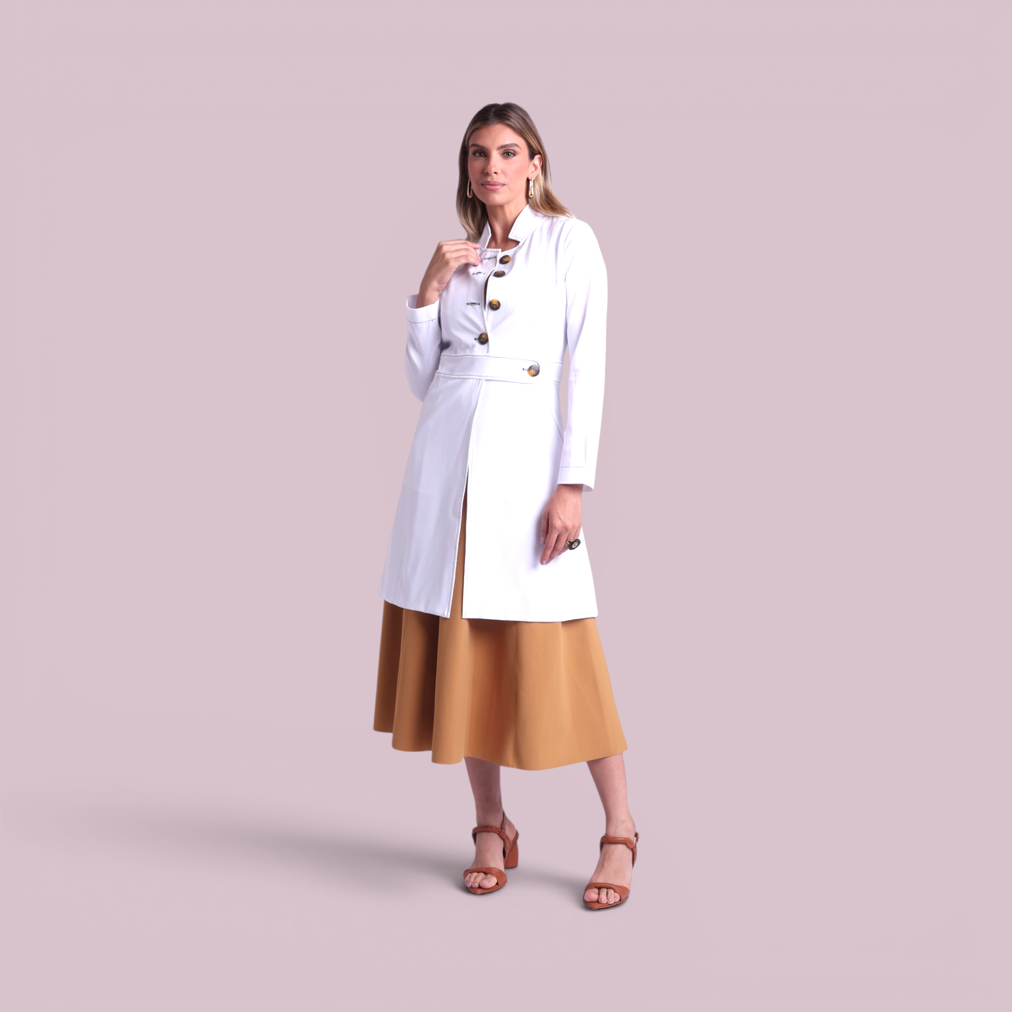 Jaleco Paola I Branco + Café