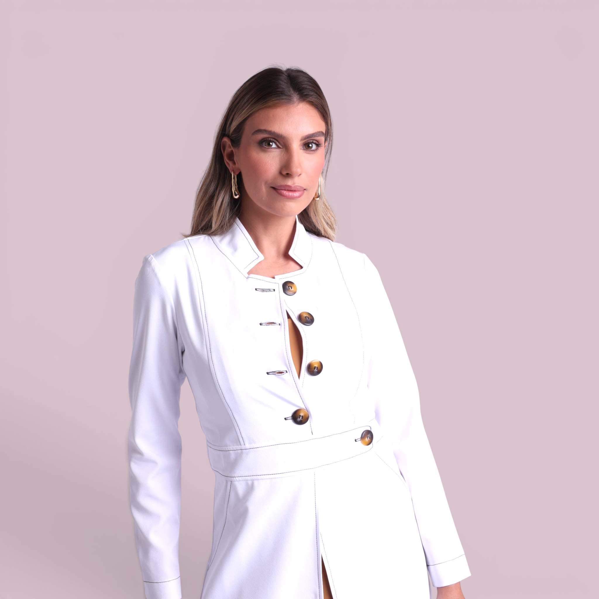 Jaleco Paola I Branco + Café