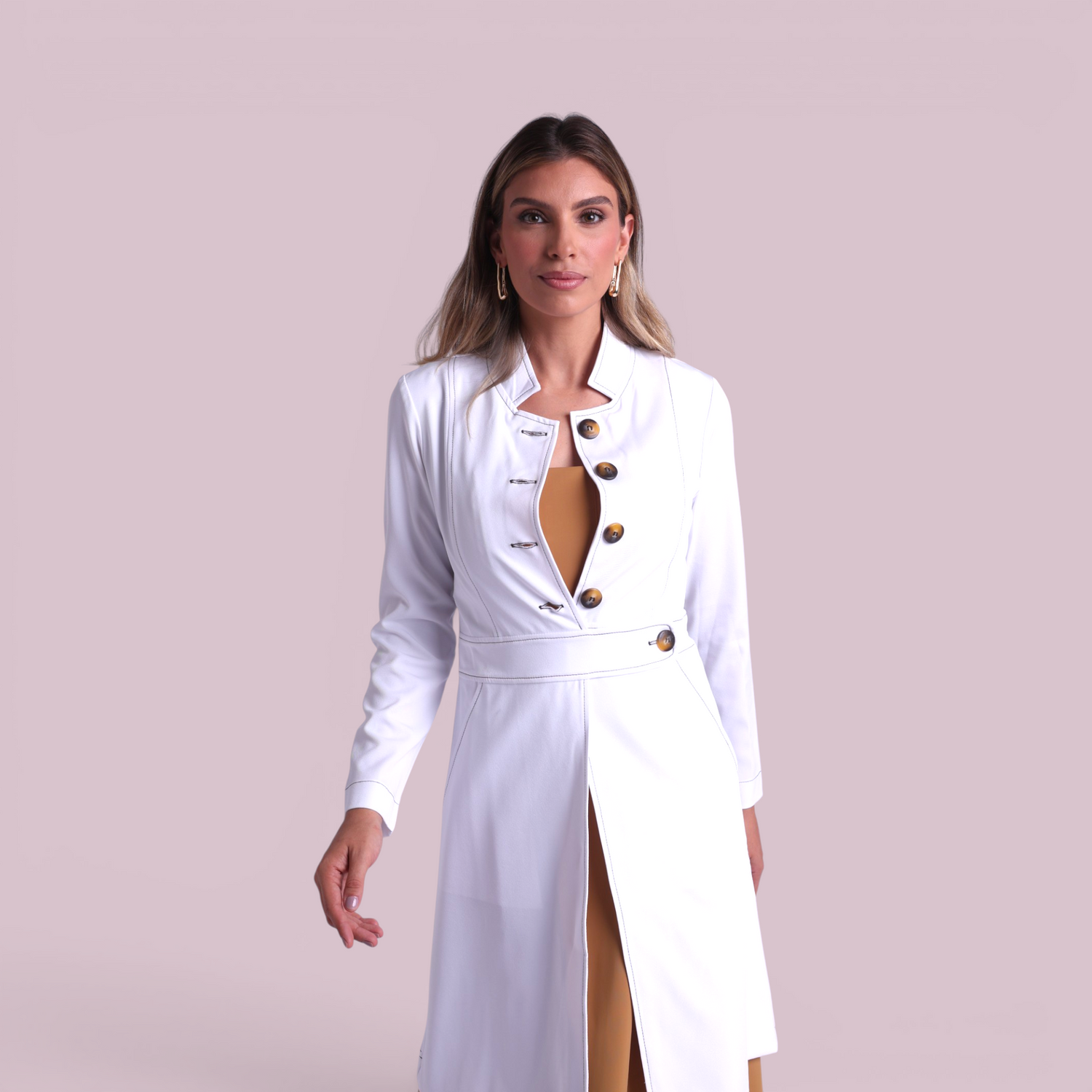 Jaleco Paola I Branco + Café