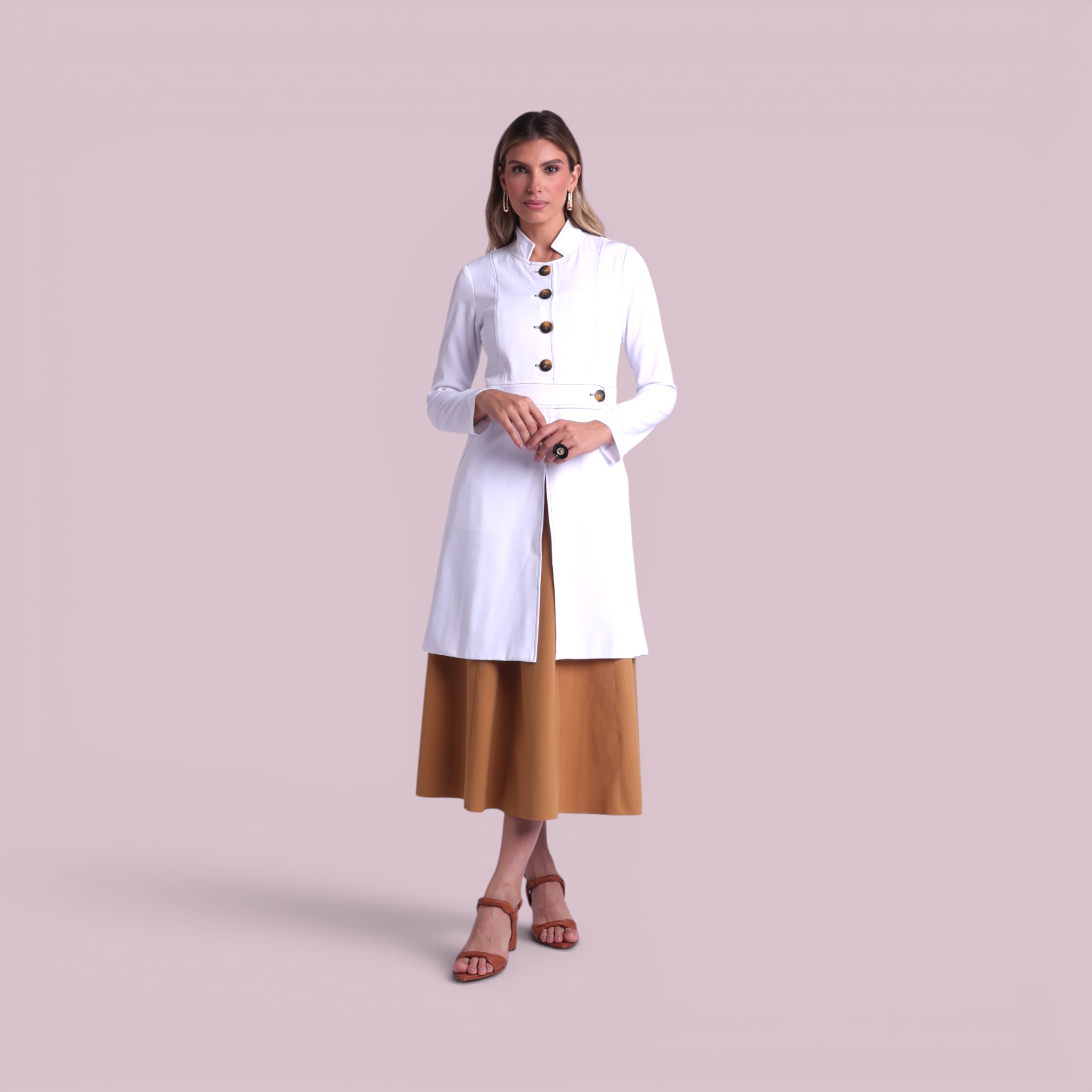 Jaleco Paola I Branco + Café