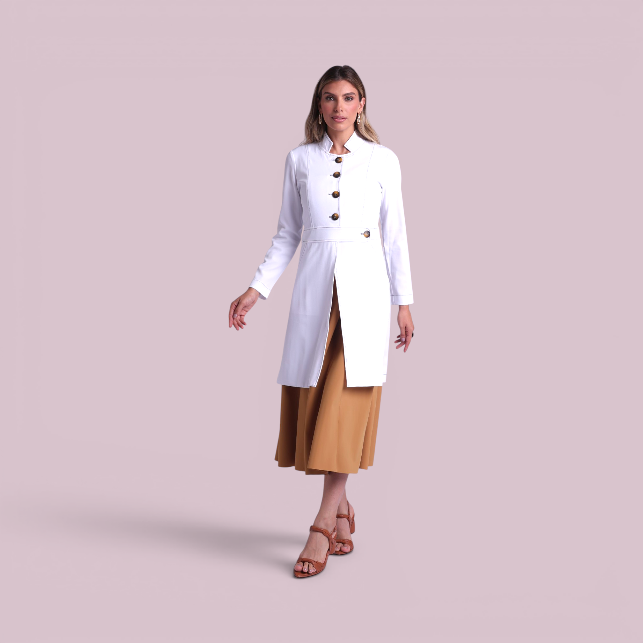 Jaleco Paola I Branco + Café