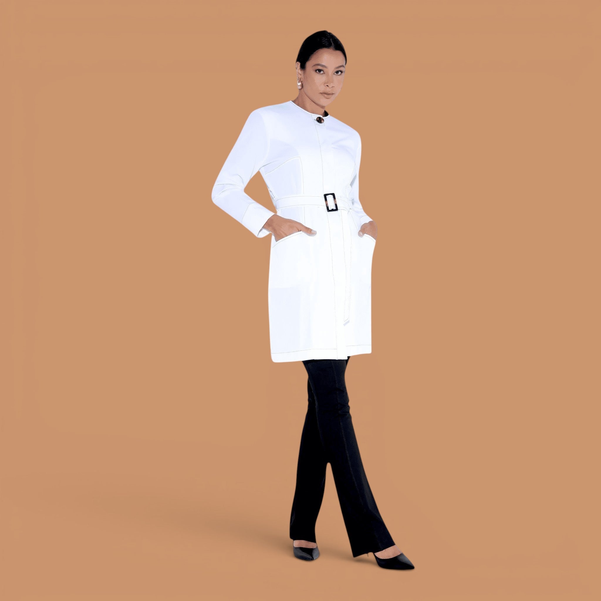 Jaleco Chloe I Branco + Café - HOLI