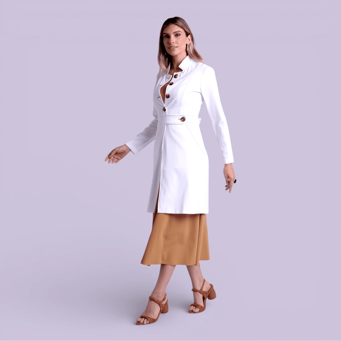 Jaleco Paola I Branco + Café